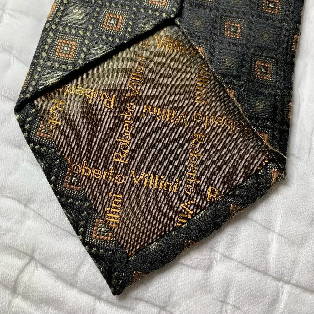 Roberto Villini Collezione 100% Silk Men’s Tie - Picture 4 of 5